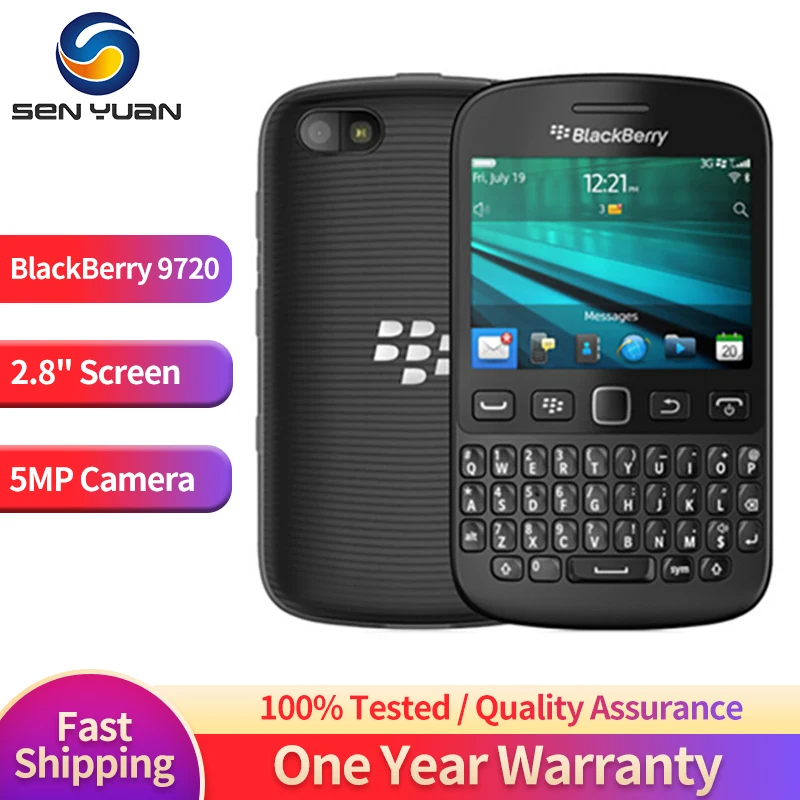 

Original BlackBerry 9720 Samoa 3G Mobile Phone 2.8'' Touch Screen QWERTY Keyboard 5MP GPS WiFi CellPhone