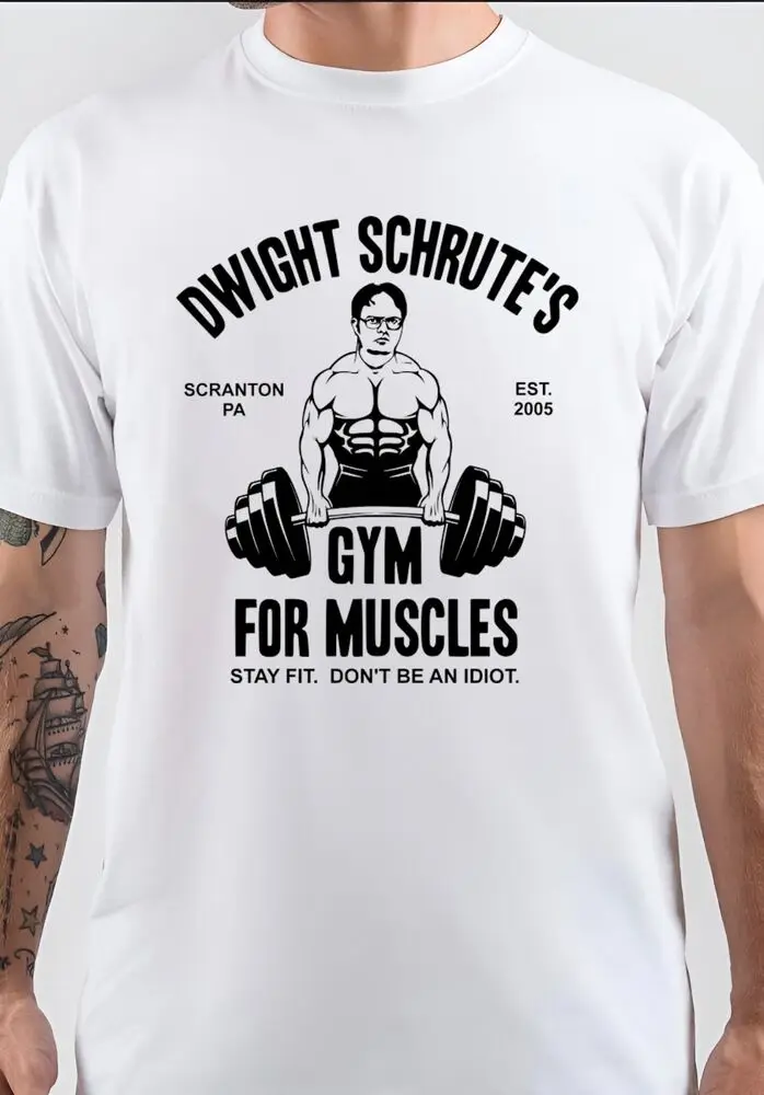 Dwight Schrute's Gym For Muscles Funny Strong Man Anime Graphic T-shirts For Men Clothing Women Short Sleeve Tees