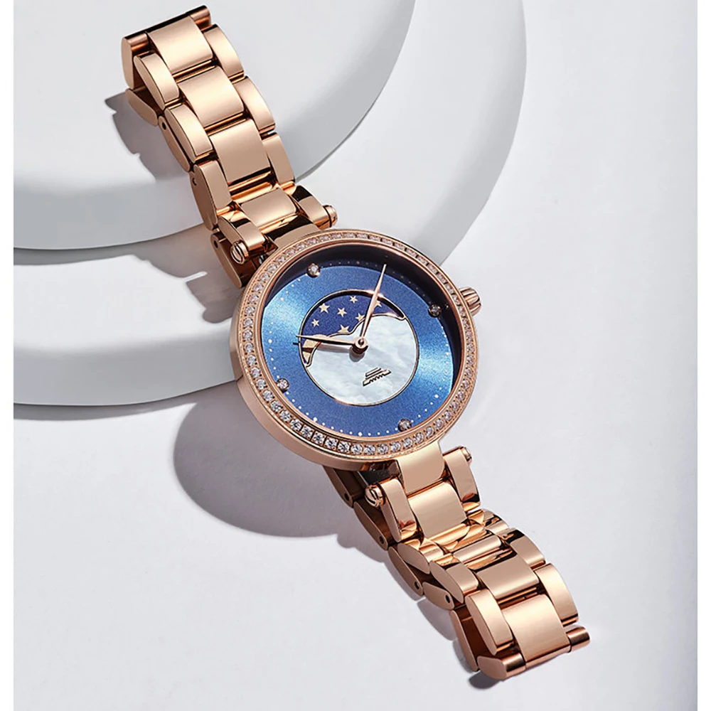 Beijing Watch watch for women luxury moon watch china watches premium watch diamond watch m Beijing Moon Phase Quartz Watch 31mm