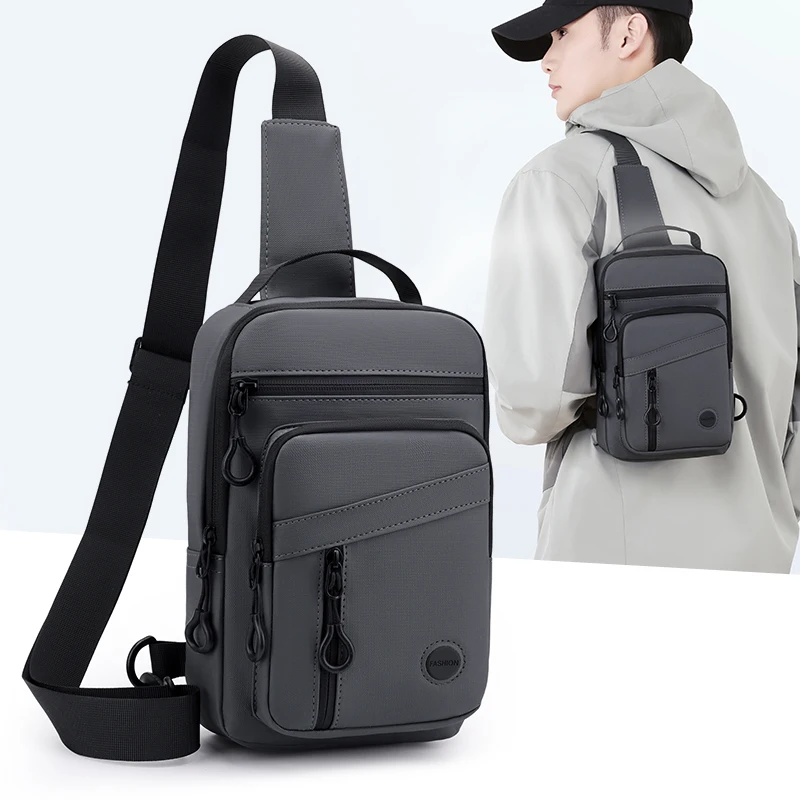 

Soft Waterproof PU Leather Chest Bag Men Fashion Casual Sling Crossbody Shoulder Messenger Bag For Daily Commute Urban Travel
