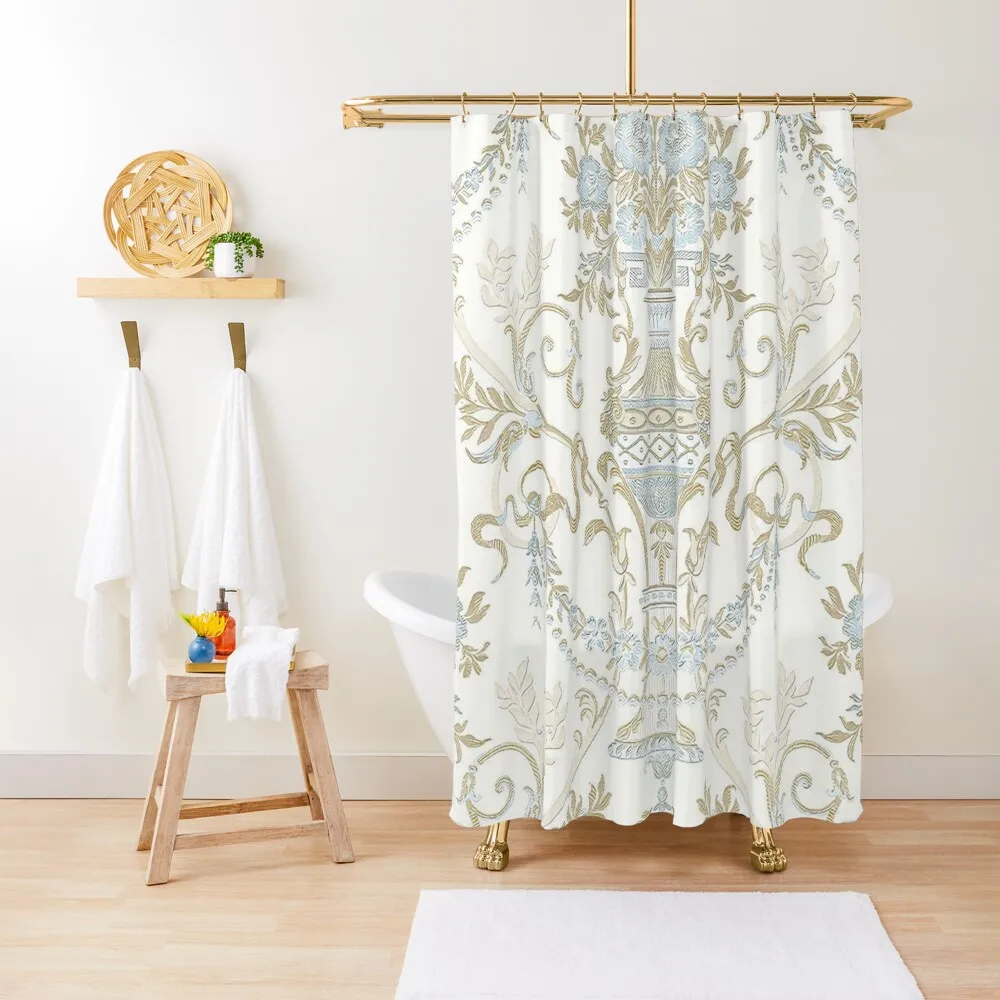 

Regina Royal White French Blue Floral Pattern Shower Curtain Shower Curtain For Bathroom Set