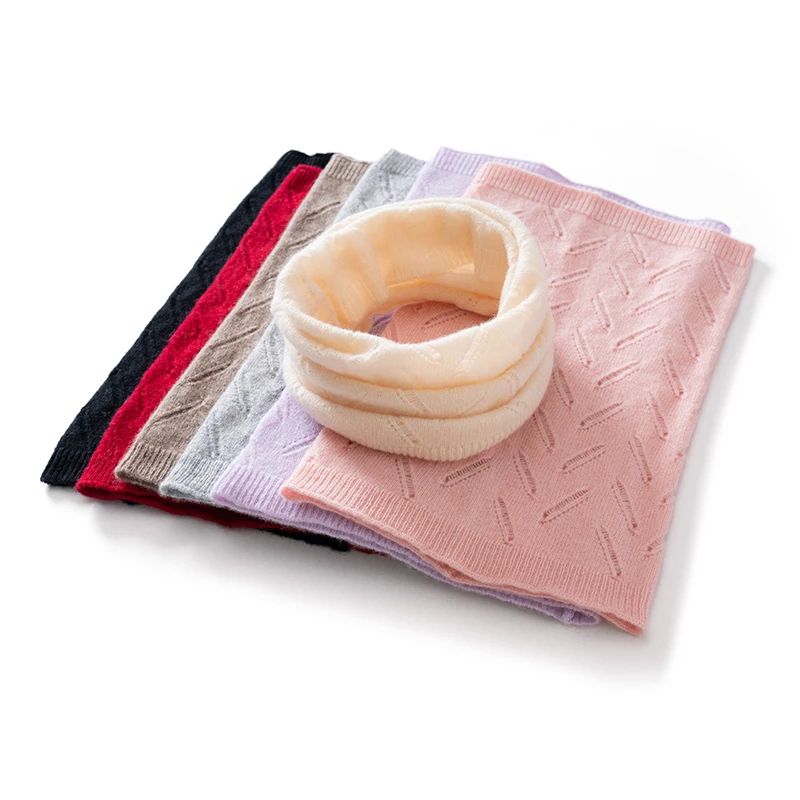 

New-coming Winter Fashion100% Wool Scarf For Women Knitted Hollow Out Solid Warm Neckscarf High Quality Female Ring Scarves