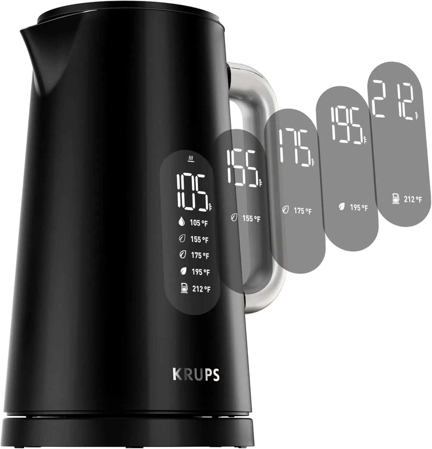 

1.7L Electric Kettle with 5 Temperature Settings, Digital Display, Cool-Touch Exterior, Cordless Design for Tea and Coffee