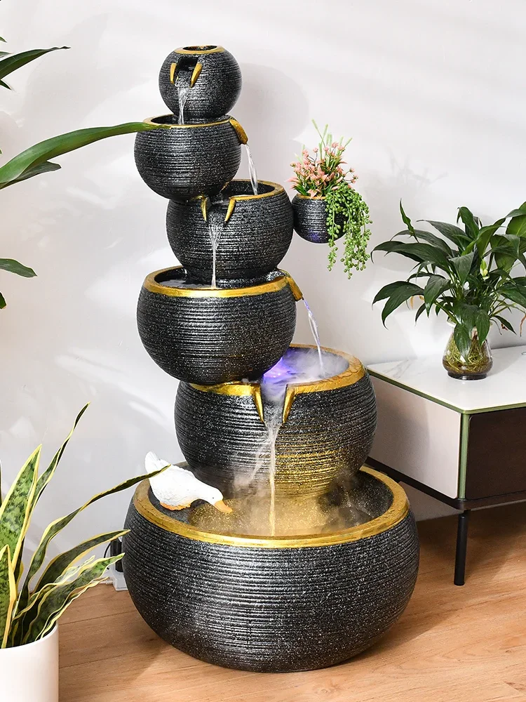 Creative Water Fountain Decoration Living Room Humidification Lucky Waterscape Modern Minimalist Floor Fish Pond Decoration
