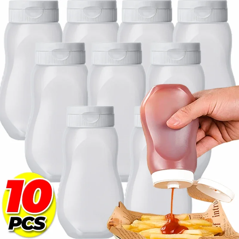 Botellas para exprimir salsas, recipiente para aderezo de ensalada con tapas, miel, ketchup, jarabe, salsas líquidas, dispensador de salsa a prueba de fugas