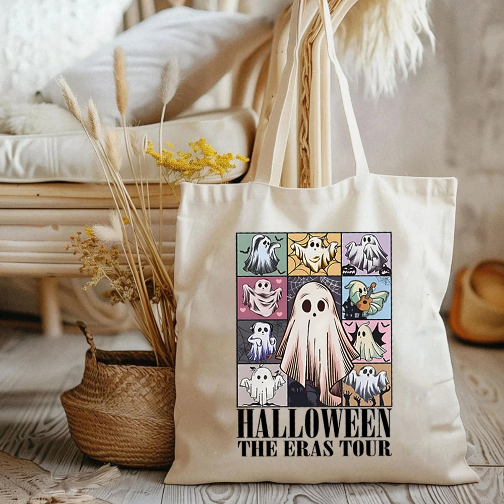 Czarownice i Duchy Halloween The Eras Tour Graphic Tote Bags Cute Ghost Halloween Spooky Season Ladies Shopping Canvas Hand bags