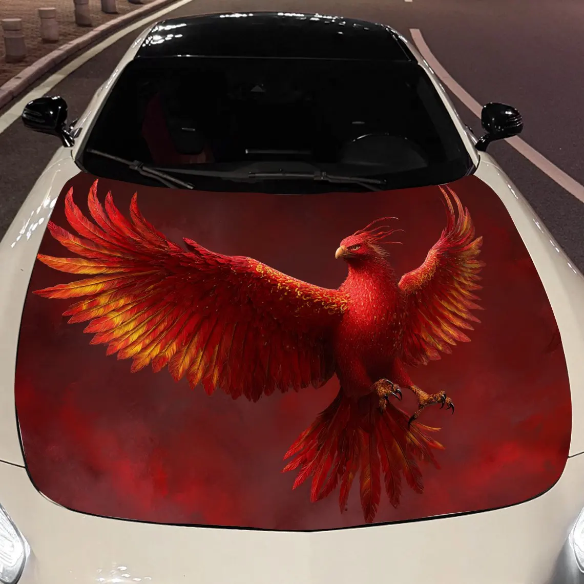 

Phoenix in the Fire Car hood packaging sticker, PVC material, self adhesive waterproof, anti slip paint, car exterior decoration