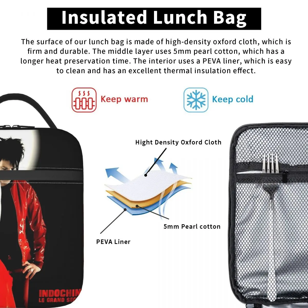 Indochine Arena Tour Lunch Bag Portable Zipper Lunch Box Child Office Print Cooler Bag Kawaii Oxford Thermal Tote Handbags
