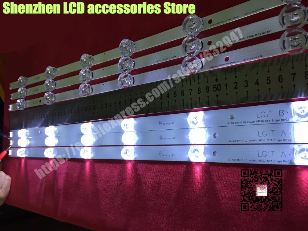 Tira de luces LED de reemplazo, barra de retroiluminación Array 32LB585V 32LB550U 32LB550B 32LF561V 10 piezas A + 5 piezas B, 15 unidades por lote