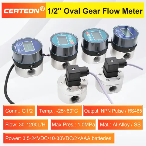 1/2 Inch Oval Gear Flow Meter Digital Fuel Oil Meter 485 Communication High Precision for Petroleum Diesel Chemical