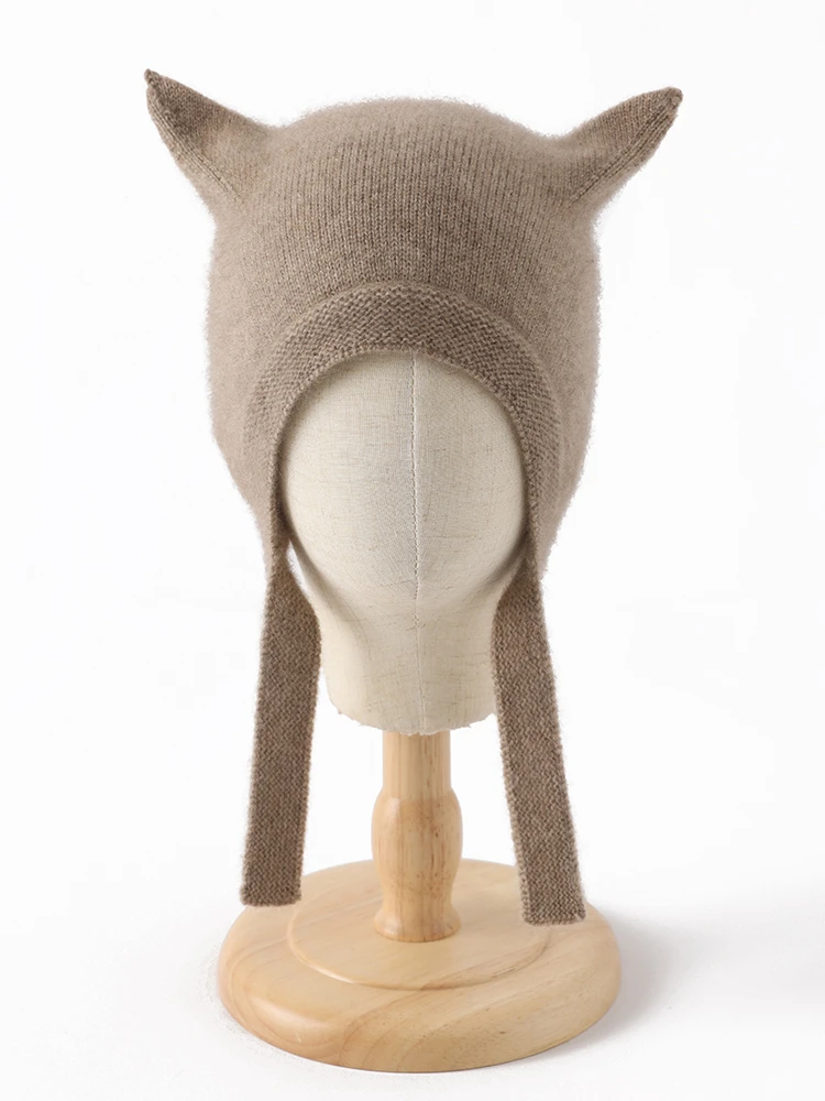 

Young Child Pure Cashmere Cat Beanie Boy 100 Cashmere Fox Ear Knitted Bomber Hat Girl Cute New Year Xmas Winter Warm Kids 4y