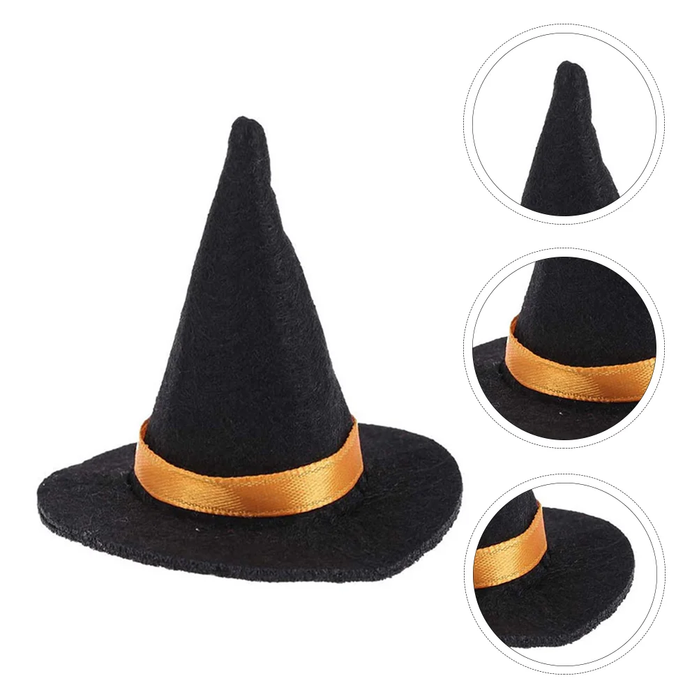 10 Pcs Mini Witch Hat Bottle Decors Chic Party Halloween Decorations Clothing Hats Accessories Felt Covers for