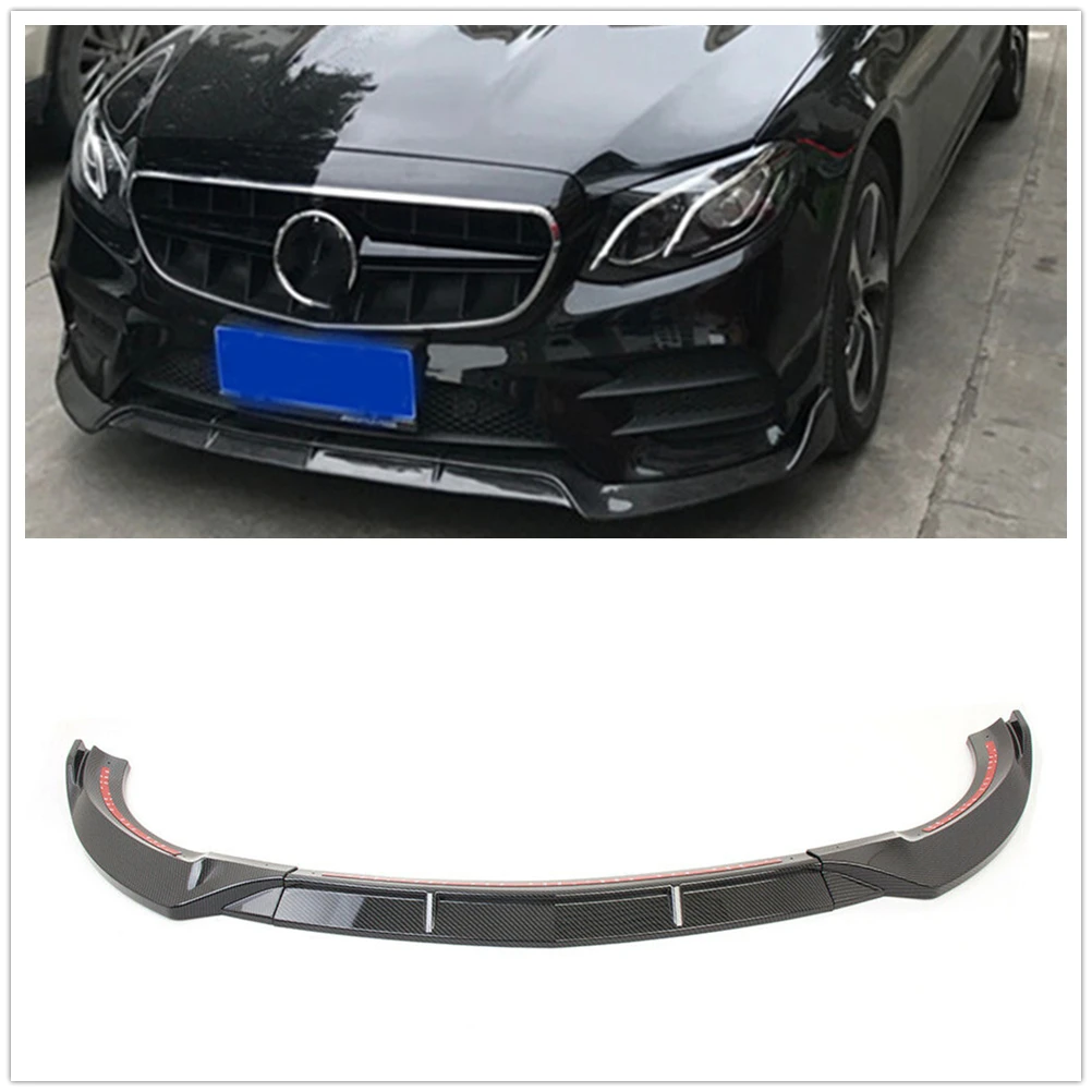 

For Mercedes Benz W213 E Class Sedan 4 Door Sport 2017 2018 2019 Front Bumper Spoiler Lip Carbon Fiber Look/Gloss Black Splitter