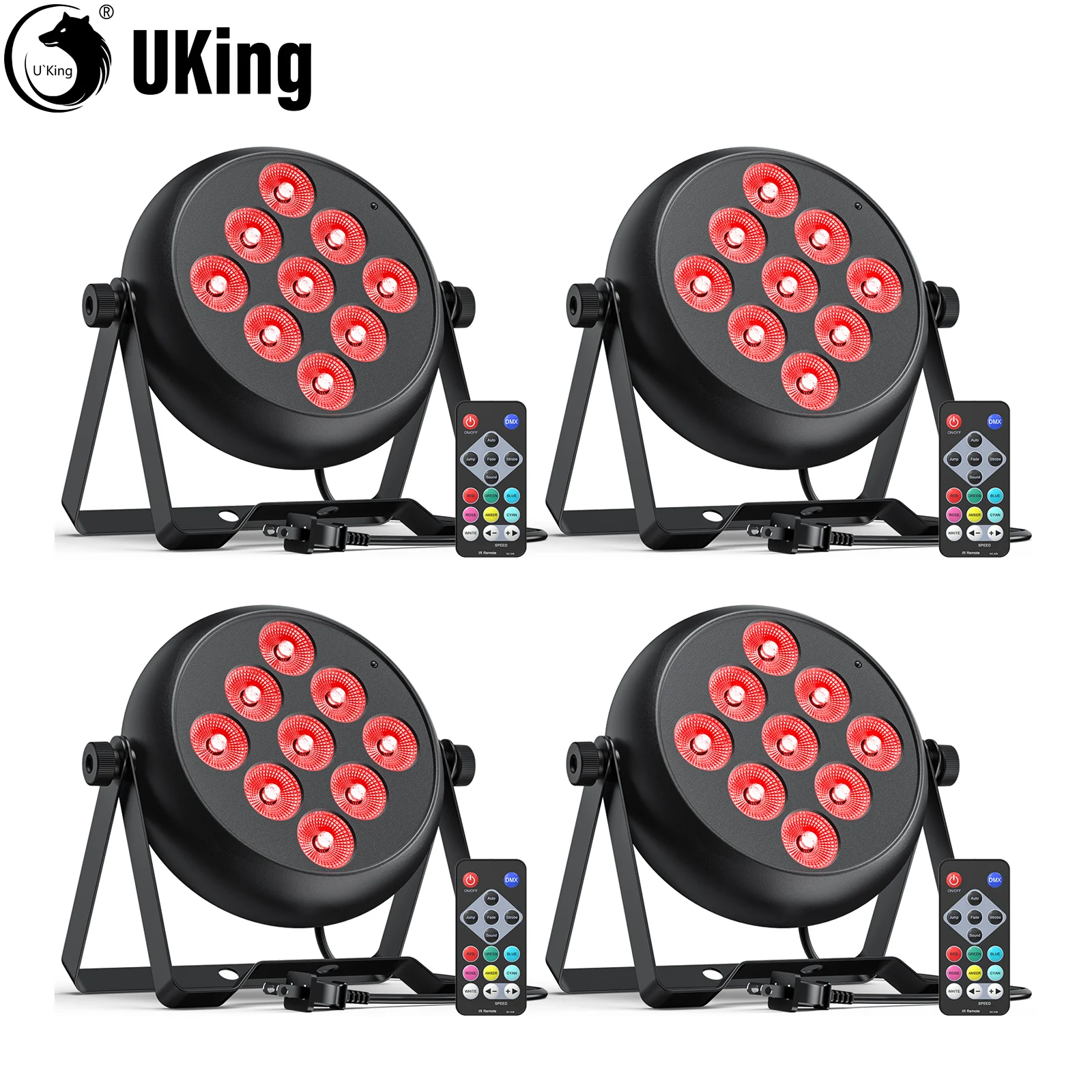 U'King 4 buah lampu Par LED bulat dengan 9x4W RGBW manik-manik LED DMX512/Remote kontrol 40W lampu panggung untuk DJ disko pesta pernikahan