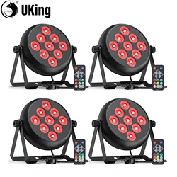 U'King-luz Par LED redonda de 4 piezas, lámpara con cuentas RGBW de 9x4W, DMX512/Control remoto, luces de escenario de 40W para DJ, discoteca, fiesta de boda