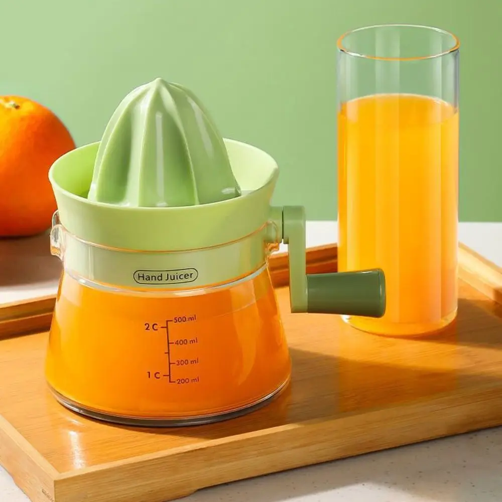 Sinaasappelpers met handslinger Handmatige sapcentrifuge Geperst transparant Fruitresiduseparator Plastic sapcentrifuge Thuisgebruik
