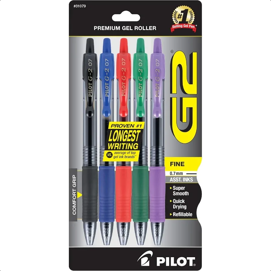 

G2 Premium Gel Pens Gel Roller Pens Fine Point 0.7 mm Assorted Colors 5