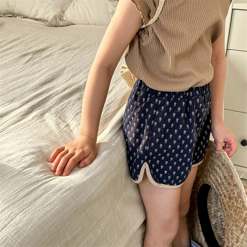 2024 sommer Kleines Mädchen Print Shorts Kinder Kleidung Nette Kinder Casual Hosen Kleinkind Baumwolle Kleidung für Baby Mädchen 1 bis 7 jahre