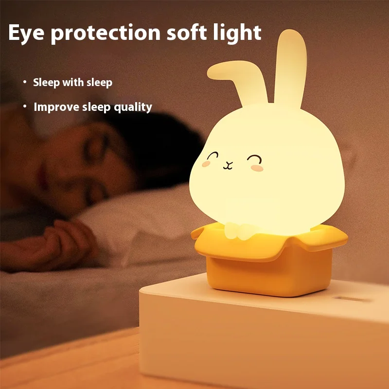 USB Cute Pet Cartoon Bedside Lamp Baby Kids Sound Control Remote Voice Smart Night Light Creative Gift for Children Bedroom