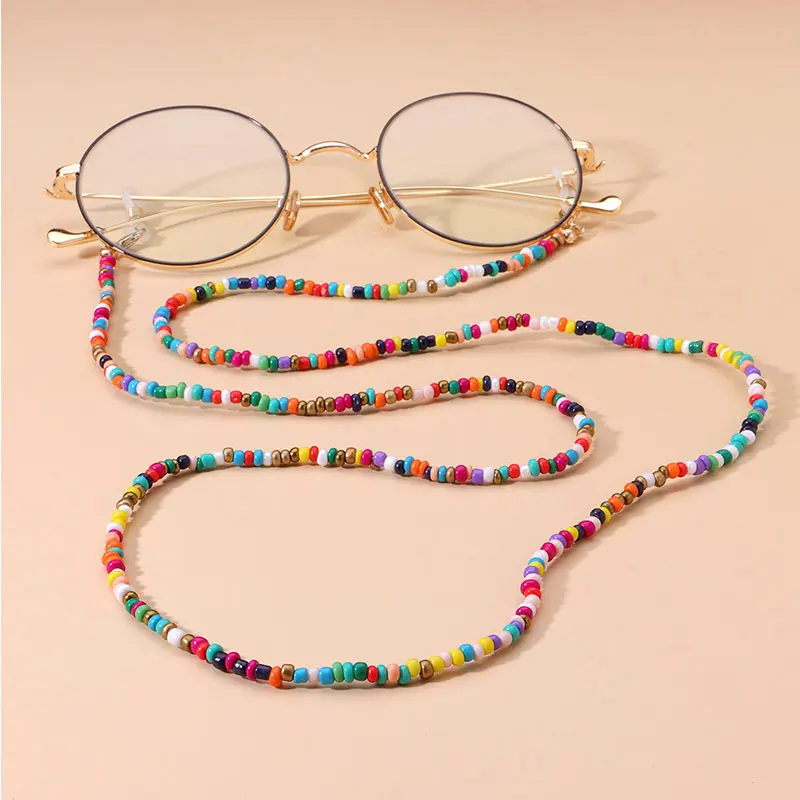 

New Colored Beaded Strap Lanyard For Glasses Women Adjustable Eyeglass Retainer Strap Non-slip Mask Hanging Chain Glasses Chain