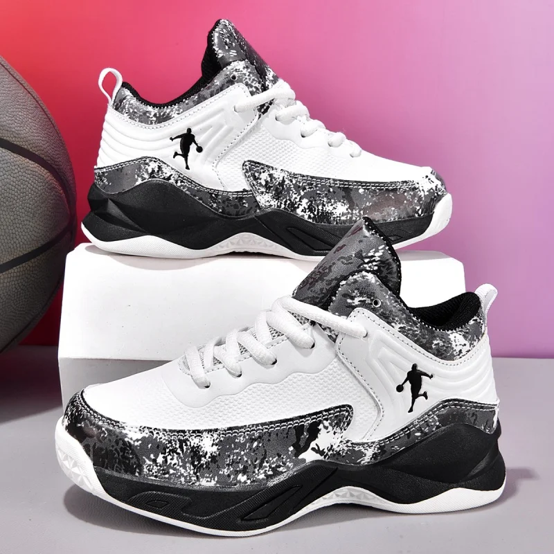 売れ筋の男の子向けブランドのバスケットボールシューズ、子供用スポーツシューズ、厚底で滑りにくいおしゃれな女の子用アウトドアトレーニングシューズ