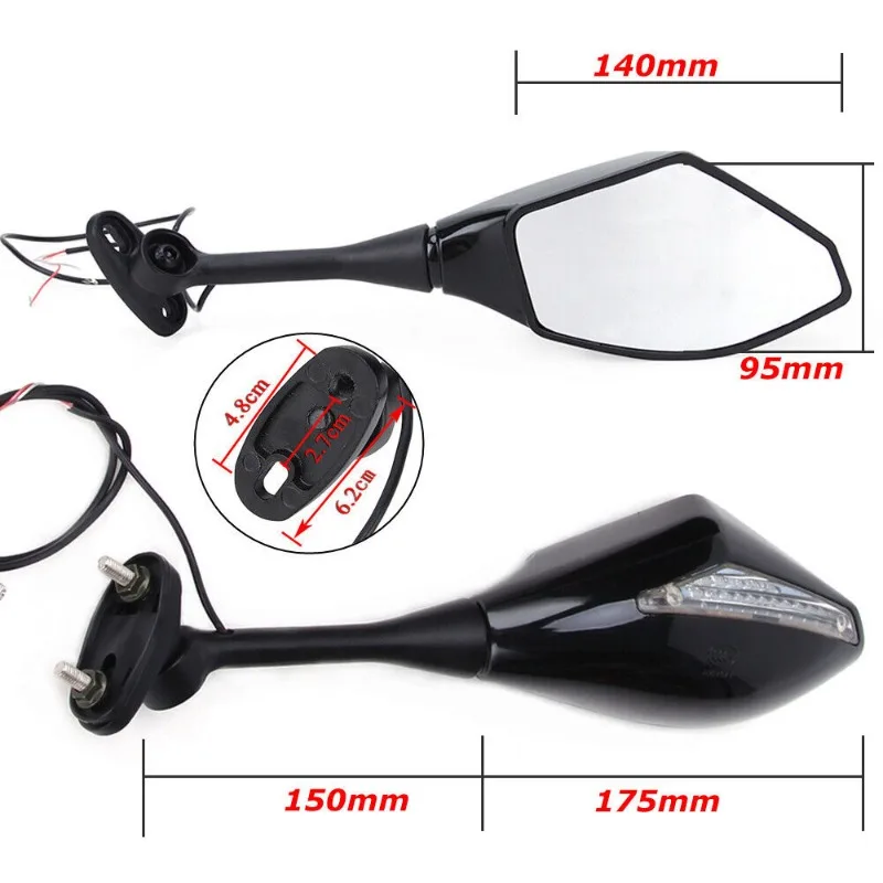 Motorcycle Rearview Mirror Universal for Yamaha MT YZF R1 R6 R6S FZR600 YZF-R1 YZF-R6 Honda CBR 600 GSR LED Turn Signal Mirrors