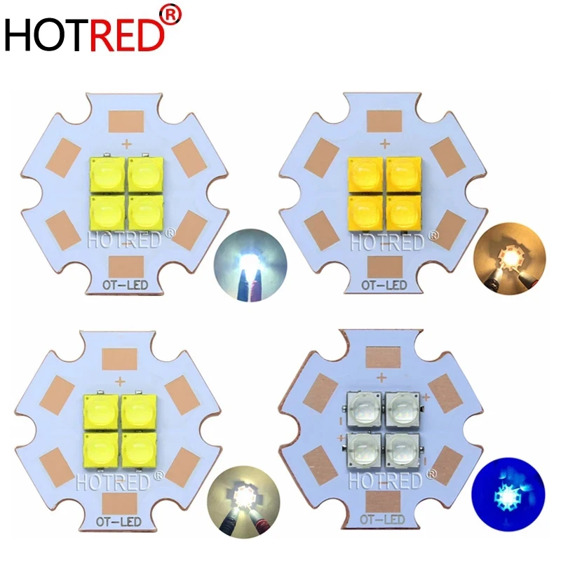 高出力LEDカウンターライト用高出力ダイオード、スポットライトパーツ、20mm銅PCB、4チップ、10w-28w、xpg3、XP-G3、3v、6v、12v