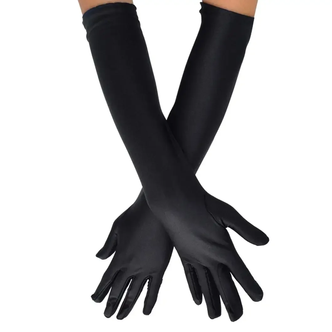 Long Opera Party 20s Satin Gloves Stretchy Adult Size Elbow Length Wedding 2022