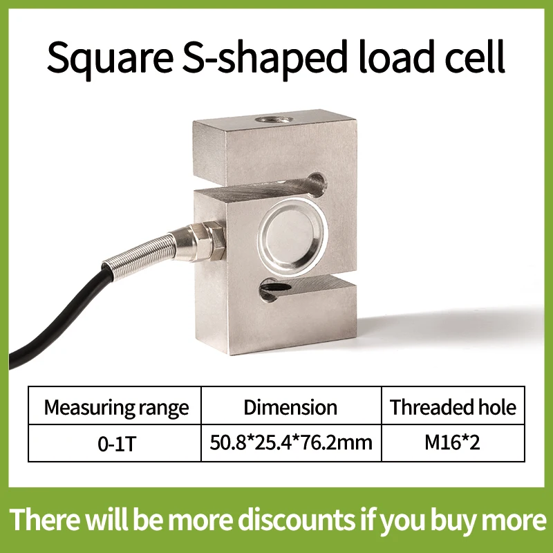 Press Pull Force Sensor S Type Load Cell High Accuracy Tension Compression 200kg 300kg 500kg 1T 2T Weighing Sensors load cell
