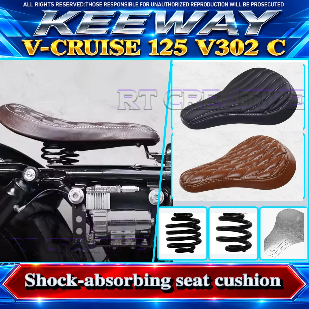 Modified Single Seat Spring Shock Absorber Cushion For Keeway V Cruise 125 V302C, Lengthened Solo Saddle Motorcycle Mod Parts