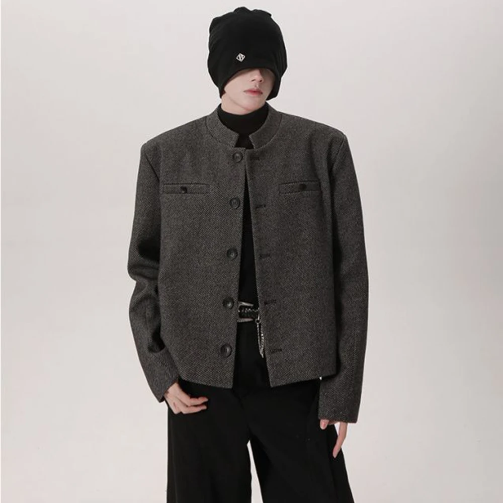 

2025 Winter New Men's Solid Color Long-Sleeved Suit Jacket American Retro Fashion Trendy High Street Casual Loose Men's Top