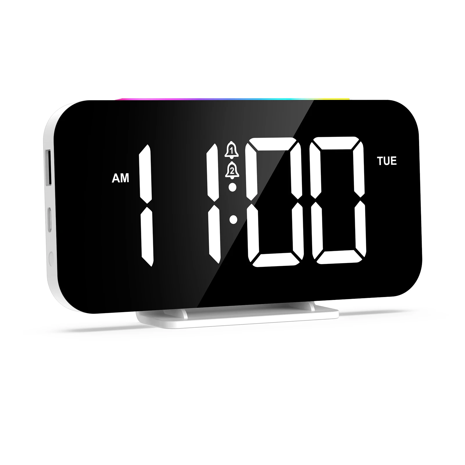 ORIA Digital Alarm Clock Large LED Display Bedside Alarm Clock with 10 Color Night Light With Dual Alarms for Bedroom Office