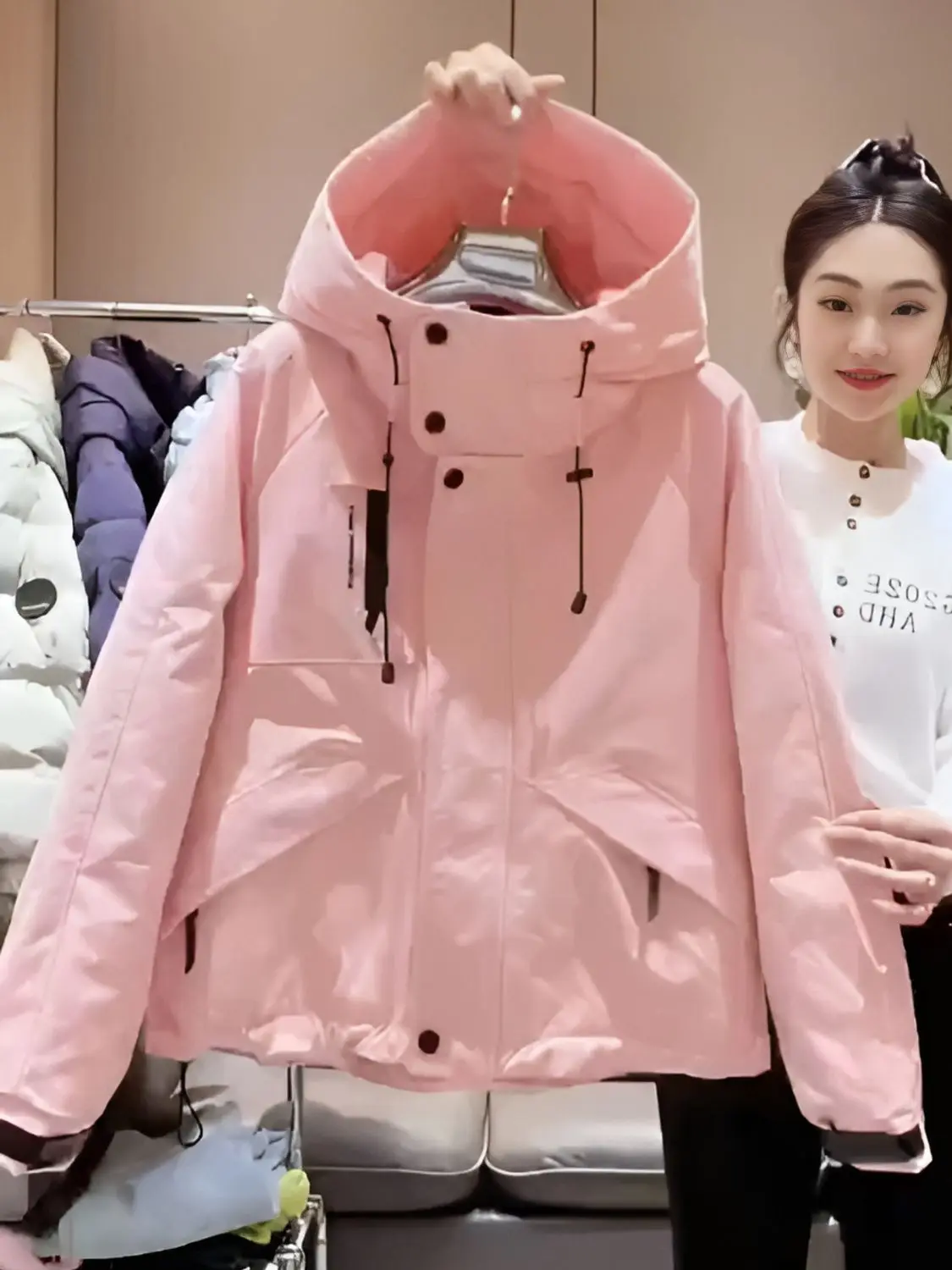 

Весна и осень 2021, новая женская ветрозащитная куртка, свободная пригородная куртка большого размера с капюшоном