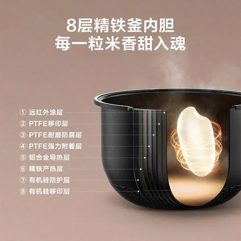 220V Home Electric Rice Cooker 3L Stereo IH Large Fire Heating Compound Fine Iron Kettle Liner Riz Multicooker Coocker Pot