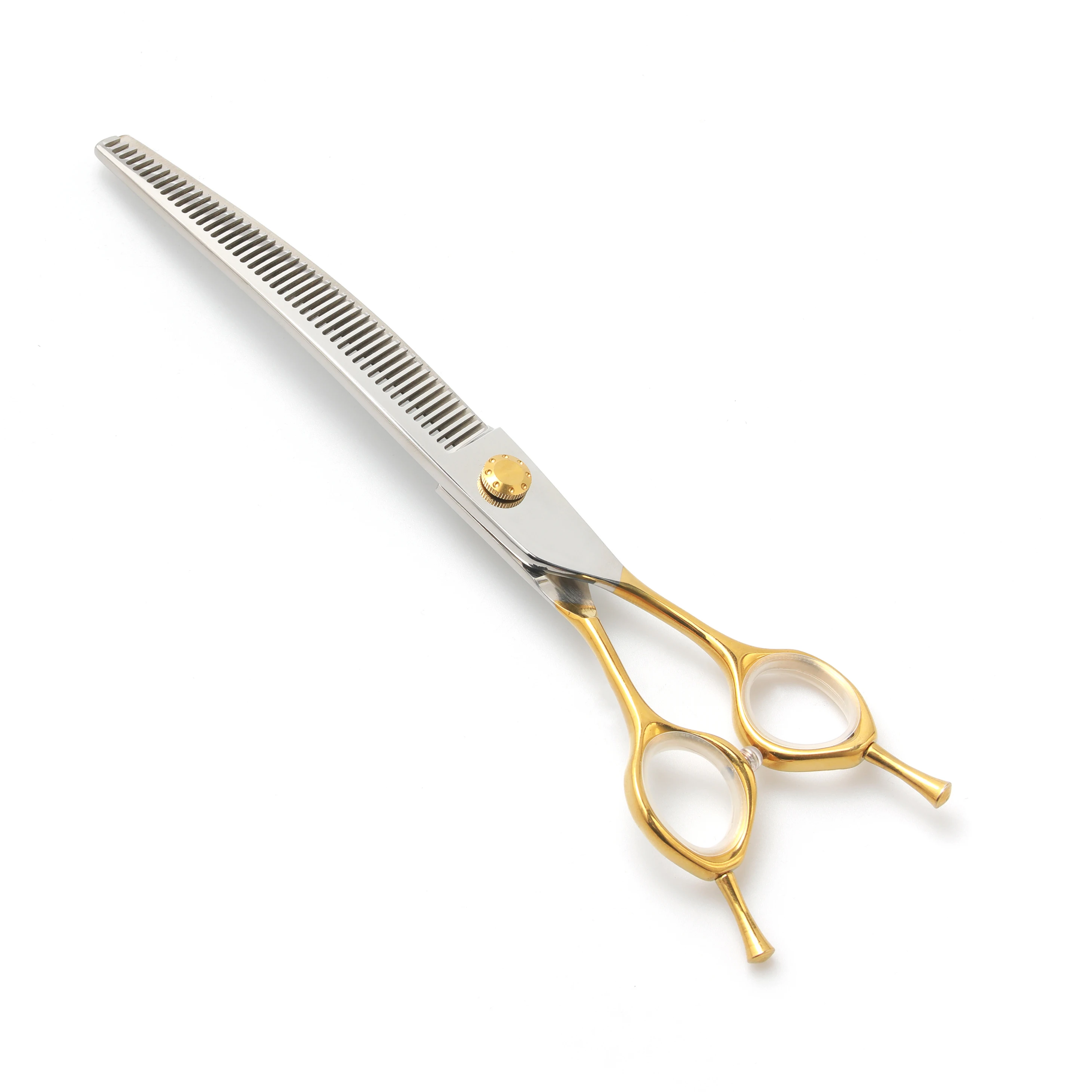 

8-Inch Gold Coated Stainless Steel Pet Beauty Scissors Japan 440C Thinned Curved Down Dog Grooming Scissors Cleaning Feature