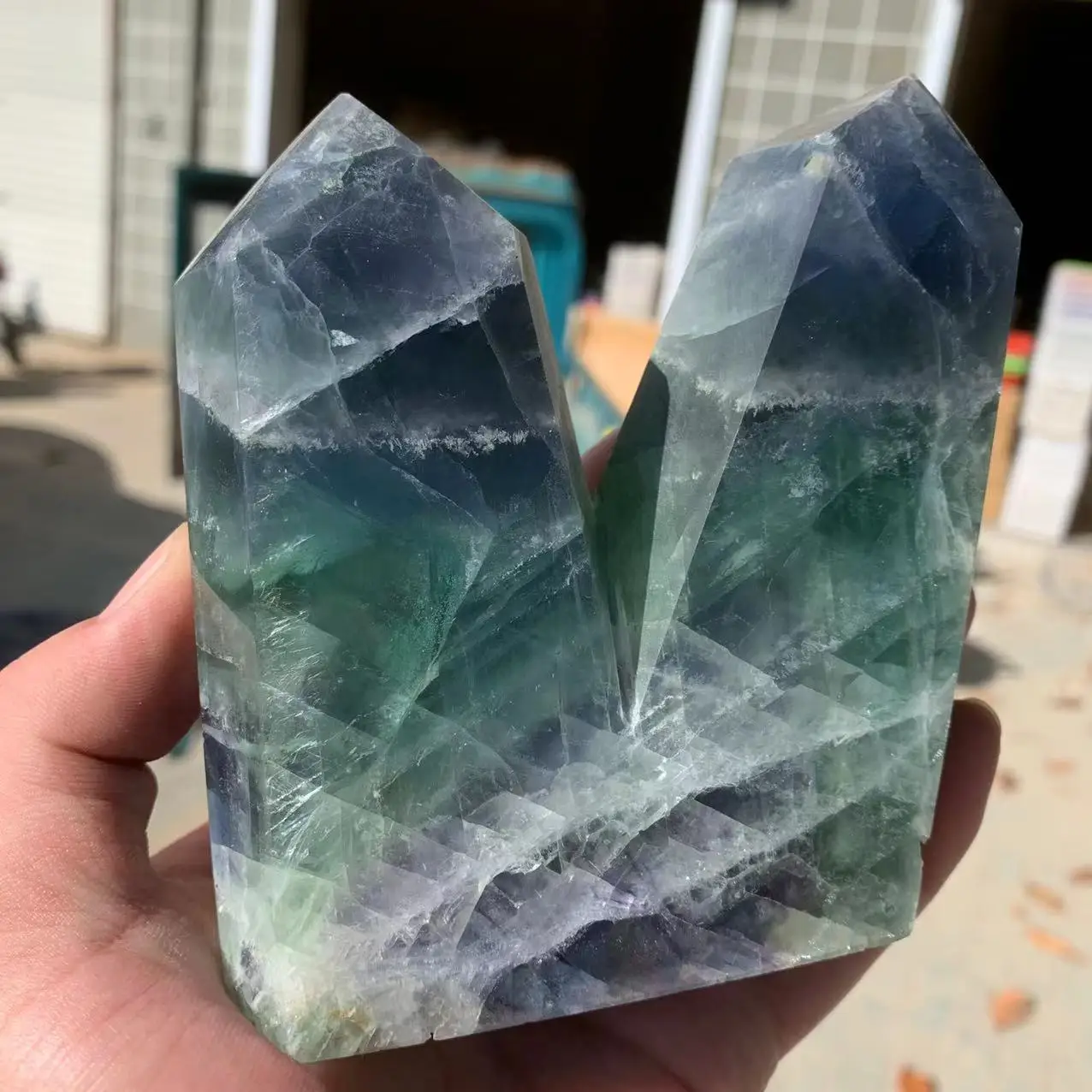 

High Quality Natural Color Double Tip Fluorite Wand Crystal Point Magic Energy Stone Gift Decoration Spiritual Healing1000-1100g