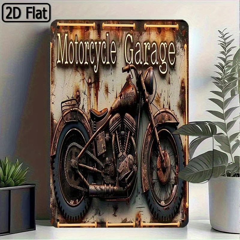 

Hi-Q] Motorcycle Garage Wall Art, Vintage Motorcycle Poster, Rusty And Bold Design, Perfect For Garage, Living Room Or Man Cave,