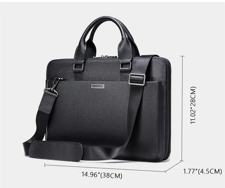 Maleta de couro real para homens, 14 "bolsa para laptop, couro de vaca de primeira camada, bolsa de ombro portátil, nova, 2024