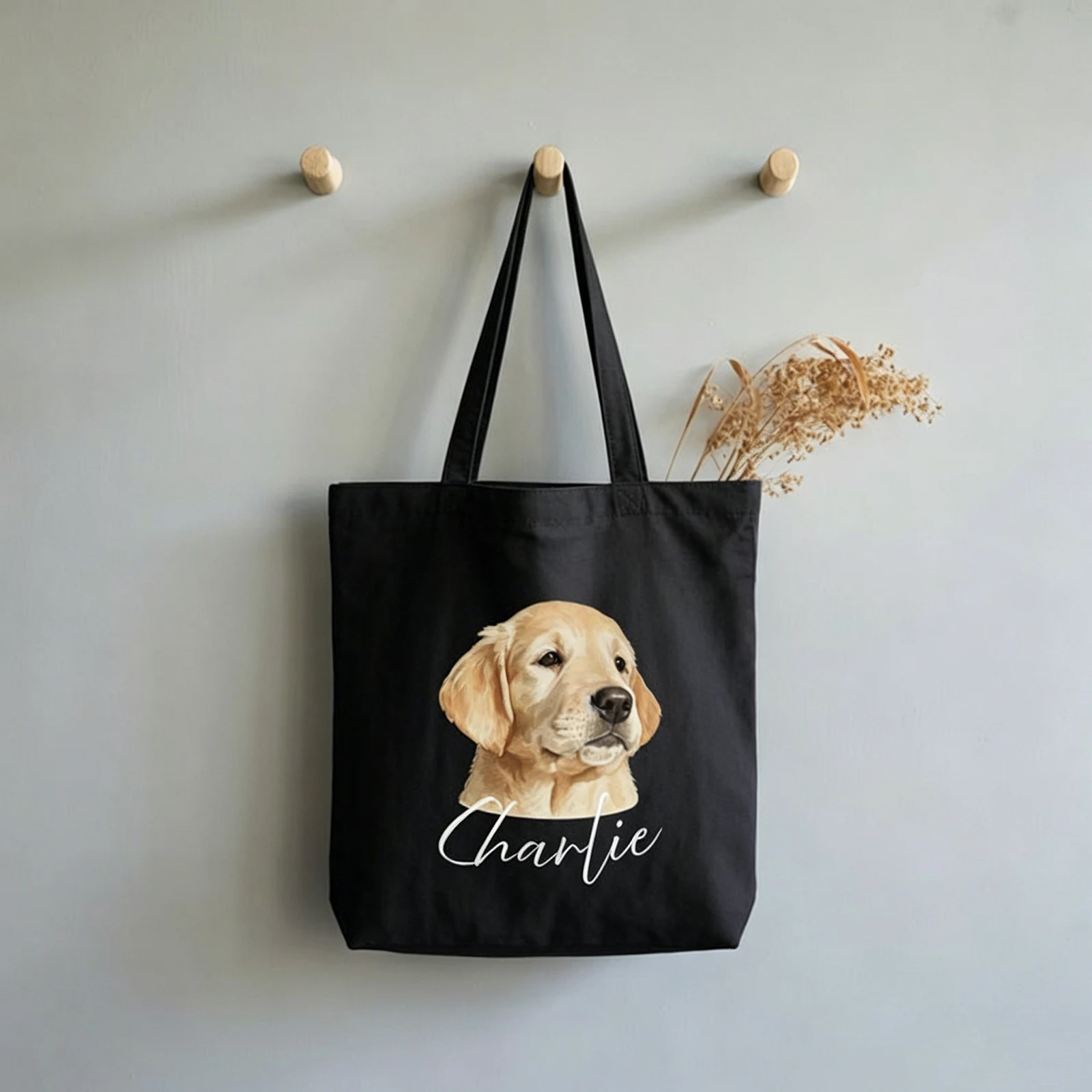 

Canvas Tote Bag Custom Photo Portrait Print Reusable Shopping Bag Lightweight Daily Carry Bag For Animal Lovers
