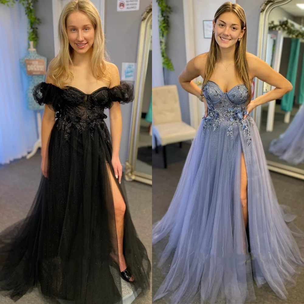 Prom Dress Saudi Arabia Classic Modern Style Formal Evening Strapless Ball Gown Appliques Tulle Bespoke Occasion Dresses