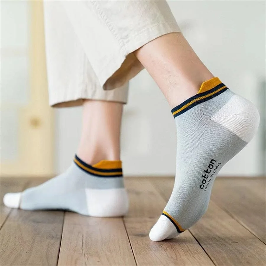 5/10 Pairs Men Short Socks Fashionable Versatile Letter Ankle Socks Comfortable Lightweight Breathable Street Style Casual Socks