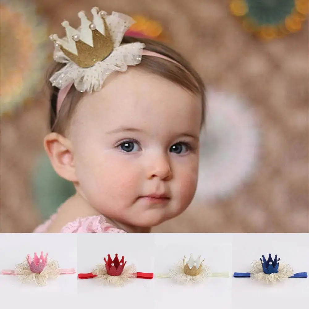 Cute Kids Baby Girl Toddler Lace Crown Hair Band Elastic Headwear Headband Accessories