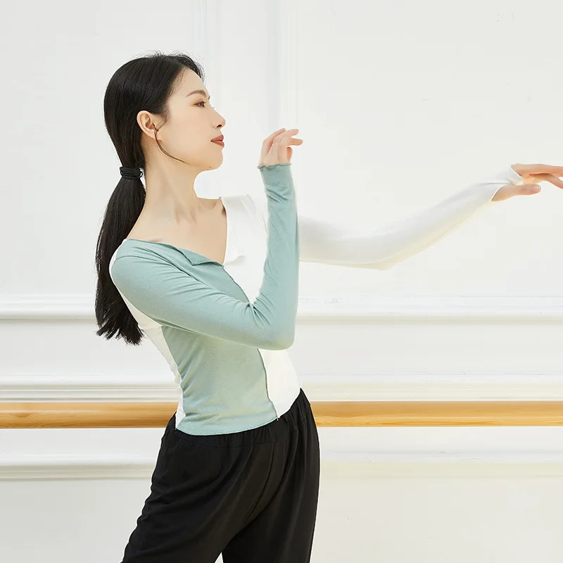 Modern dance contrasting color practice clothes, body training clothes, women's Chinese classical dance dance clothes