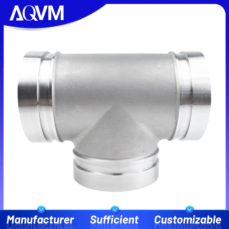 3 Inch Stainless Grooved Coupling Tee Fitting HVAC Plumbing Industrial Pipe Connector Durable Water Supply System Accessories