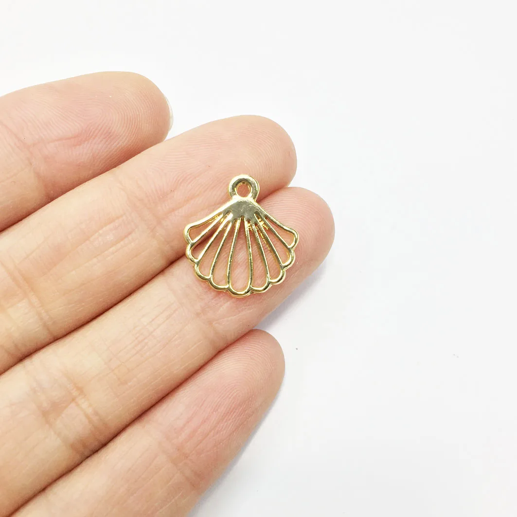 Eruifa 20pcs 16*18mm Tiny Flat Shell Zinc Alloy  Charms Pendant  Jewelry DIY Handmade 2 Colors