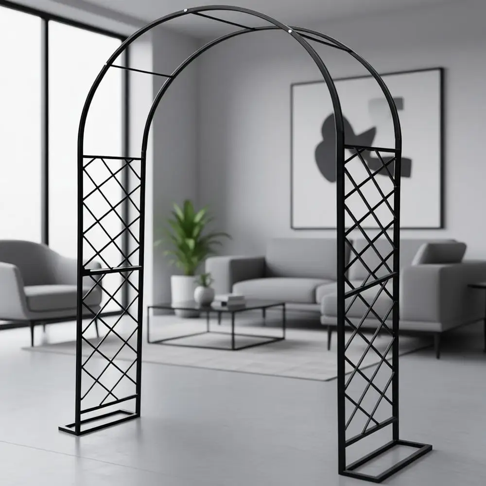 

Устойчивая к атмосферным воздействиям металлическая садовая решетка для вьющихся роз и лоз, черная с порошковым покрытием, 9,9x7,5 футов