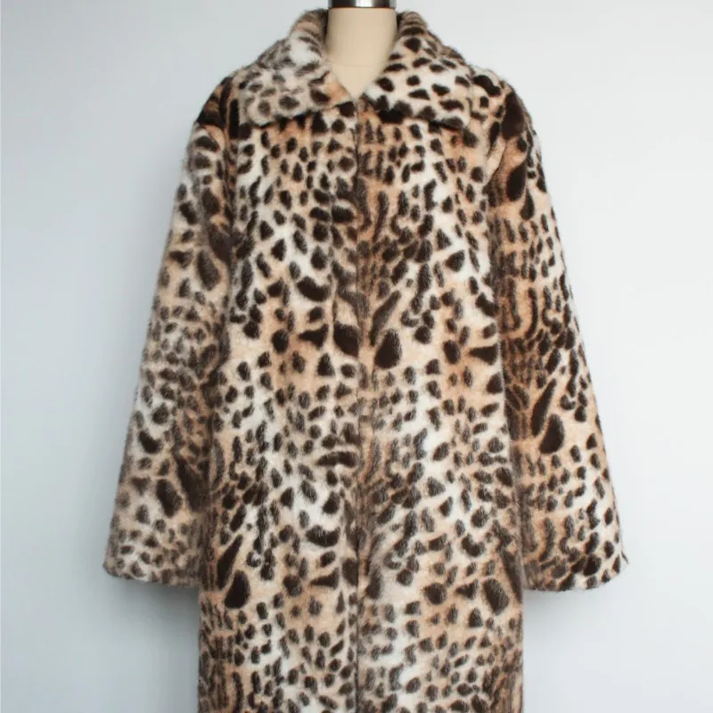 

2025 зимние утепленные куртки, удлиненные пальто, пушистые длинные пальто, куртка, верхняя одежда, мужские куртки в стиле ретро из искусственного меха с леопардовым принтом