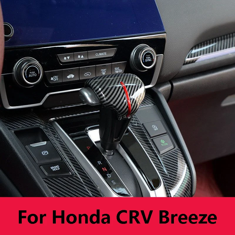 Carbon Fiber ABS Style Parts Car Gear Lever Shift Knob Cover Stickers Trim For Honda CRV Breeze Car Accessories Auto