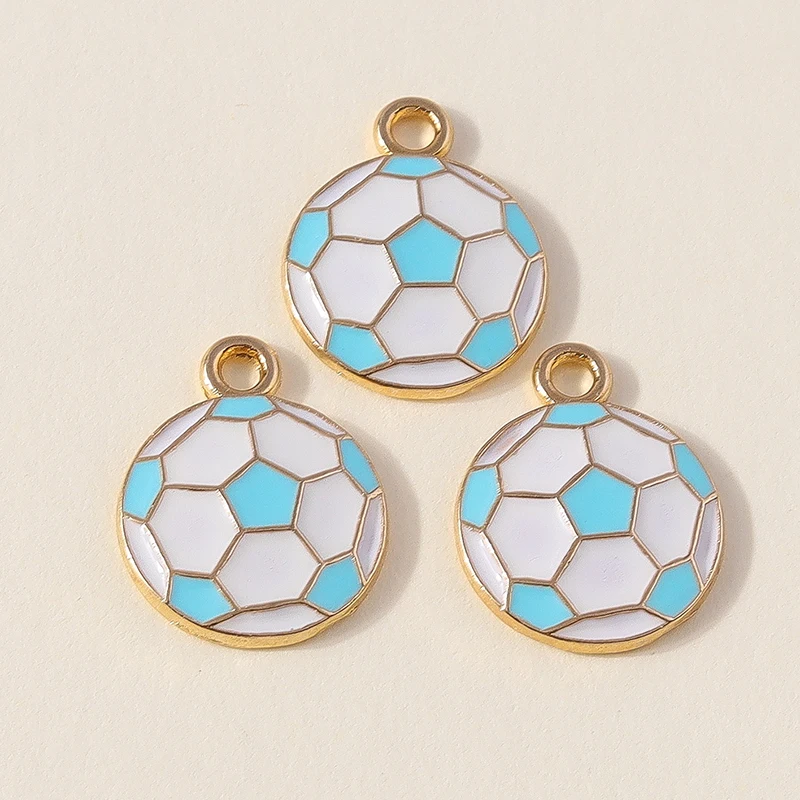Leslie 10 Stück schöne Emaille-Mini-Ball-Sport-Fußball-Charms für Schmuckherstellung, DIY-Basketball-Fußball-Anhänger für baumelnde Ohrringe – Detail 7