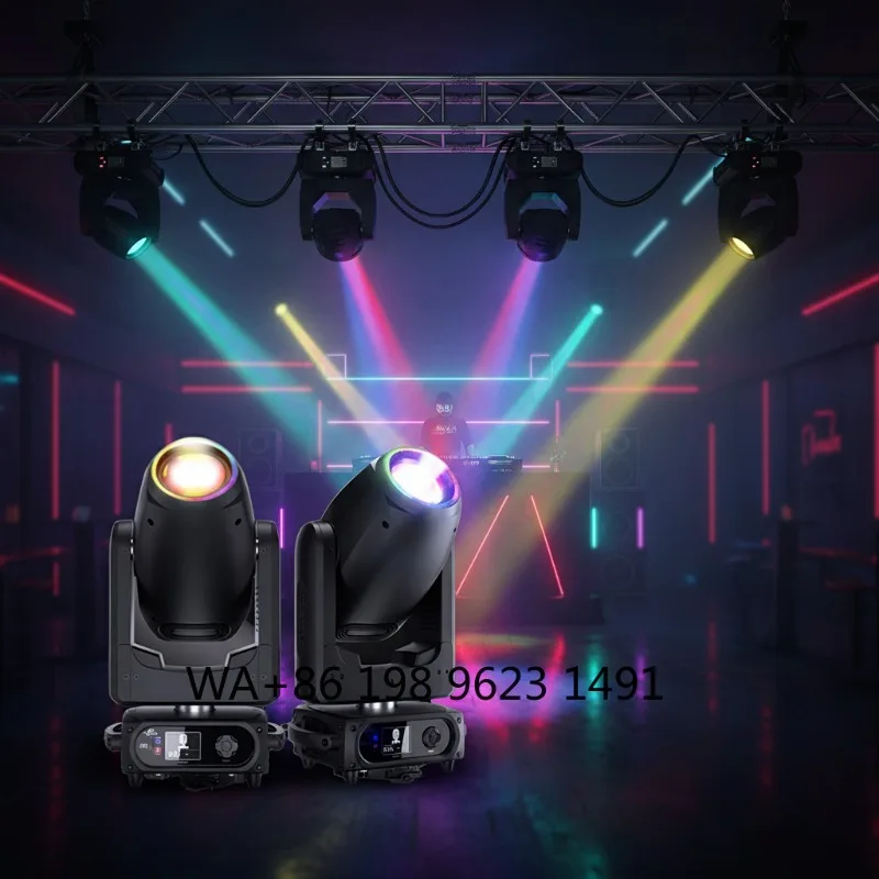 

300W DMX512 Beam Spot Wash 9000K White LED Stage Light Black Frame DJ Club Bar Wedding Party Event Lighting